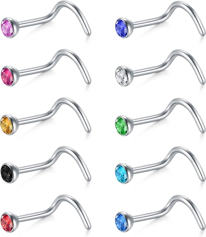 D.Bella 18G 20G Nose Studs Stainless Steel Screw Nose Rings Studs Nostrial Piercing Jewelry for Women Men 1.5MM 2MM 2.5MM 3MM - Image 1